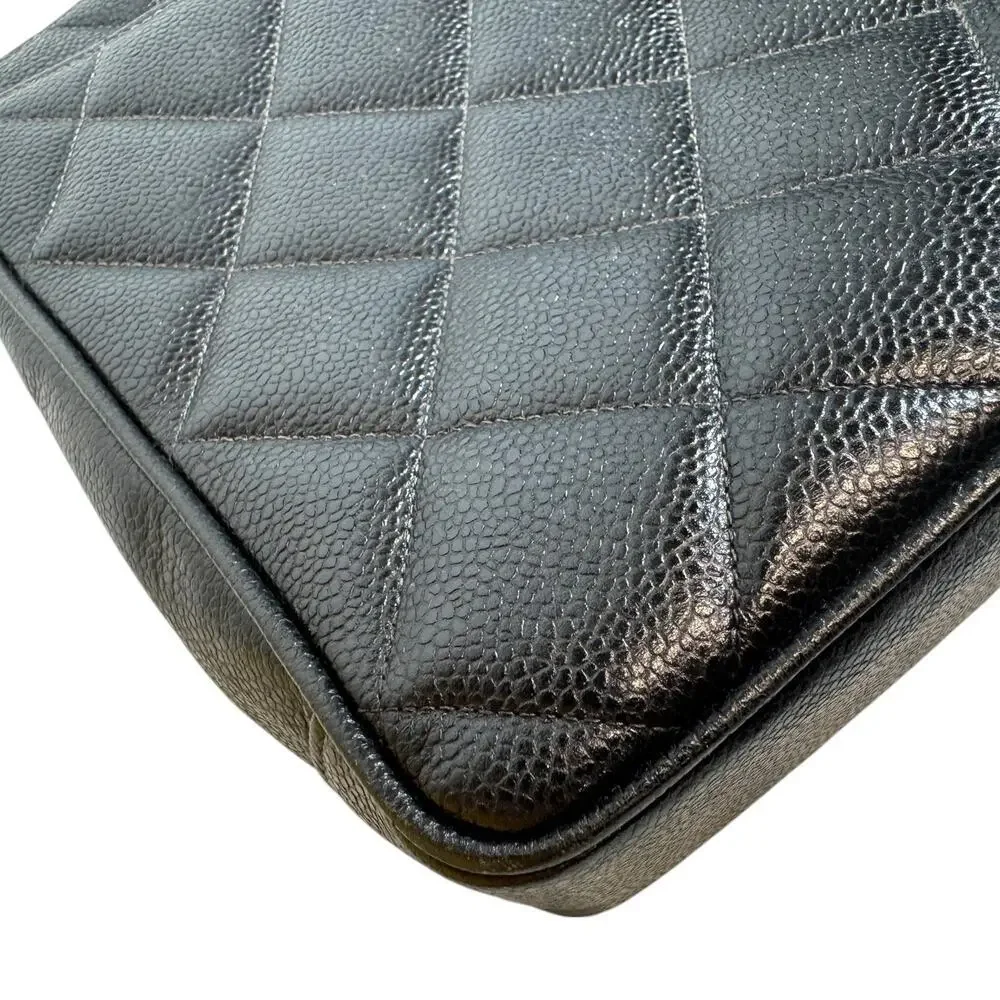Chanel Caviar Vintage Tote Bag Quilted CC Turnlock Black/Gold Matelasse XL Logo - Picture 16 of 16